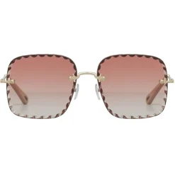 Chloé - Square Rosie Sunglasses in Metal - Gold Coral - Chloé Eyewear - Avvenice