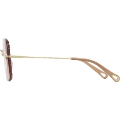 Chloé - Square Rosie Sunglasses in Metal - Gold Coral - Chloé Eyewear - Avvenice