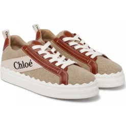 Chloé - White and Brown Lauren Sneakers - Chloé Exclusive Luxury Collection - Avvenice