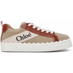 Chloé - White and Brown Lauren Sneakers - Chloé Exclusive Luxury Collection - Avvenice