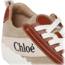 Chloé - White and Brown Lauren Sneakers - Chloé Exclusive Luxury Collection - Avvenice