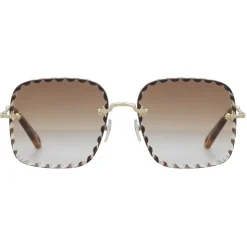 Chloé - Willow Square Sunglasses in Bio-Acetate - Dark Havana Khaki - Chloé Eyewear - Avvenice