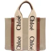 Chloé - Woody Tote Bag in Linen - Chloé Exclusive Luxury Collection - Avvenice