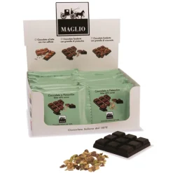 Cioccolato Maglio - Snack Bar - Chocolate with Pistachios - Bitter 60 % Cocoa - Avvenice