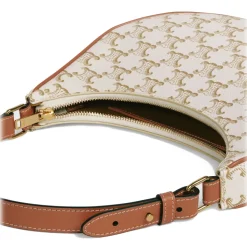 Céline - Ava Bag in Triomphe Canvas and Calfskin - White - Bag - Céline Exclusive Collection - Avvenice