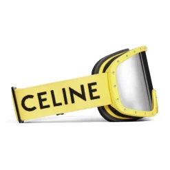 Céline - Celine Ski Mask in Plastic with Metal Studs & Mirror Lenses - Neon Yellow - Sunglasses - Céline Eyewear - Avvenice
