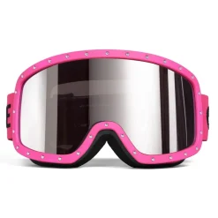 Céline - Celine Ski Mask in Plastic with Metal Studs & Mirror Lenses - Neon Magenta - Sunglasses - Céline Eyewear - Avvenice