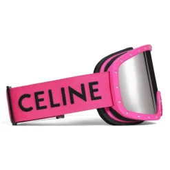 Céline - Celine Ski Mask in Plastic with Metal Studs & Mirror Lenses - Neon Magenta - Sunglasses - Céline Eyewear - Avvenice