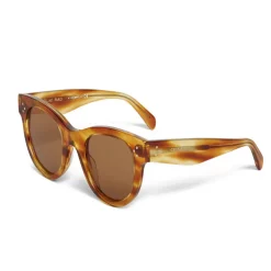 Céline - Classic Cat Eye Sunglasses in Acetate - Striped Havana - Sunglasses - Céline Eyewear - Avvenice