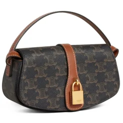 Céline - Clutch on Strap Tabou in Triomphe Canvas and Calfskin - Tan - Bag - Céline Exclusive Collection - Avvenice