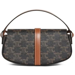 Céline - Clutch on Strap Tabou in Triomphe Canvas and Calfskin - Tan - Bag - Céline Exclusive Collection - Avvenice