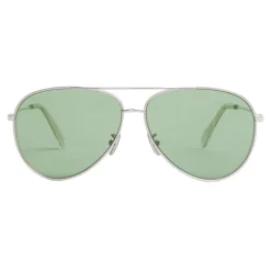 Céline - Metal Frame 01 Sunglasses with Glitter Lenses - Silver Light Green - Sunglasses - Céline Eyewear - Avvenice