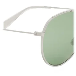Céline - Metal Frame 01 Sunglasses with Glitter Lenses - Silver Light Green - Sunglasses - Céline Eyewear - Avvenice