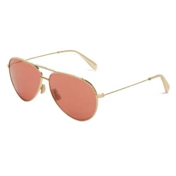 Céline - Metal Frame 01 Sunglasses with Glitter Lenses - Gold Red - Sunglasses - Céline Eyewear - Avvenice