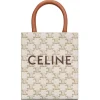 Céline - Mini Vertical Cabas in Triomphe Canvas and Calfskin with Celine Print - White - Bag - Céline Exclusive Collection - Avvenice