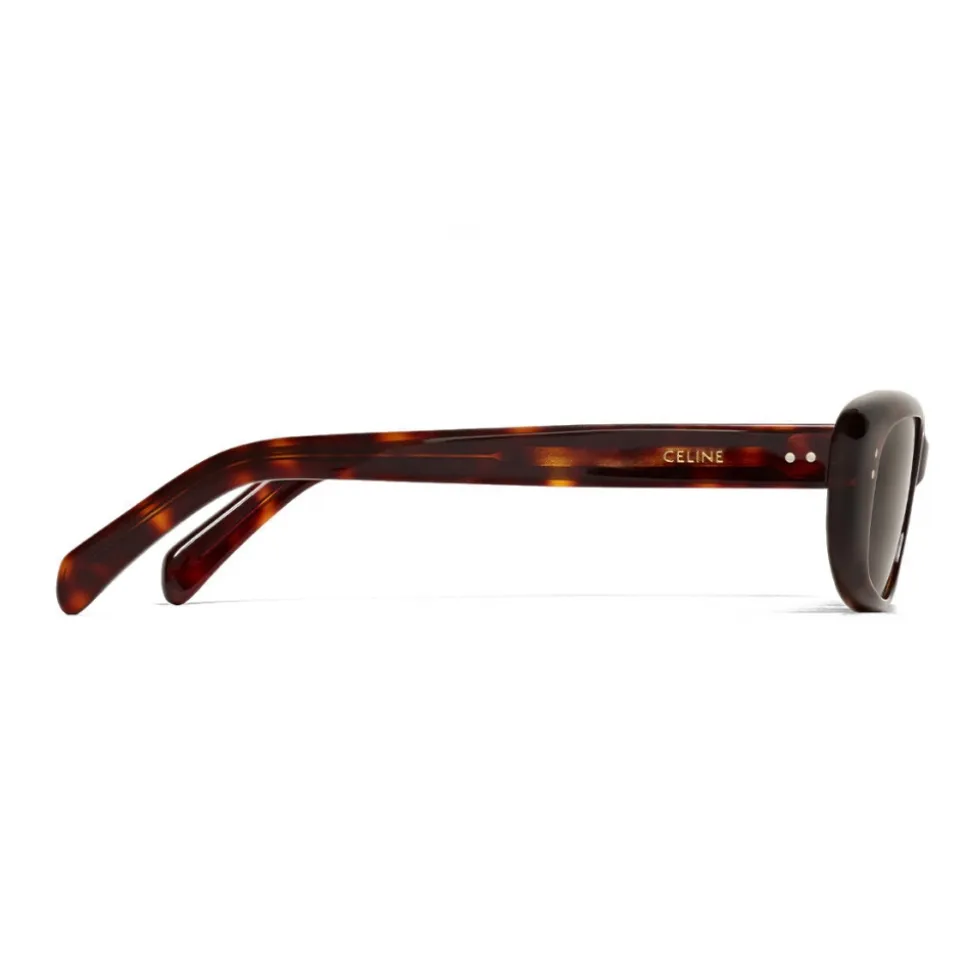 Céline - Oval Cay-Eye Sunglasses in Acetate - Red Havana - Sunglasses - Céline Eyewear - Avvenice