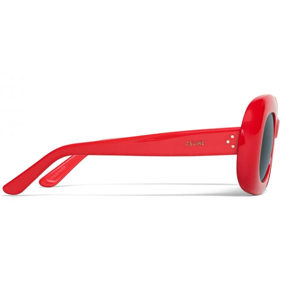 Céline - Oversized Oval Sunglasses in Acetate - Red - Sunglasses - Céline Eyewear - Avvenice