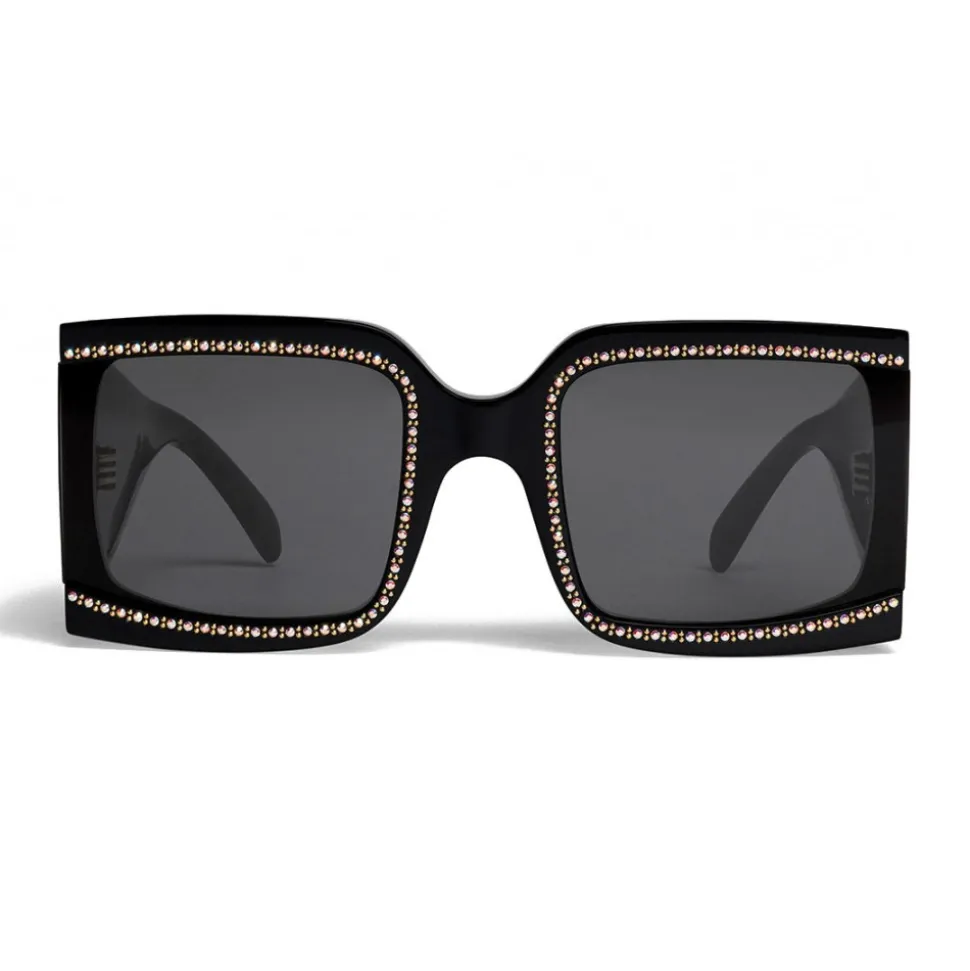 Céline - Oversized Sunglasses in Acetate with Crystals and Metal - Black - Sunglasses - Céline Eyewear - Avvenice
