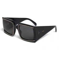 Céline - Oversized Sunglasses in Acetate with Crystals and Metal - Black - Sunglasses - Céline Eyewear - Avvenice