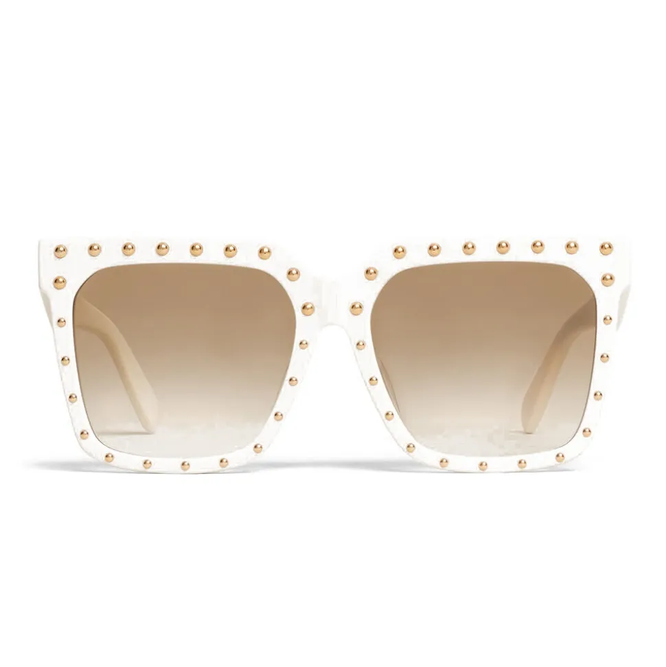 Céline - Oversized Sunglasses in Acetate - White Gold - Sunglasses - Céline Eyewear - Avvenice