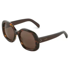 Céline - Round S163 Sunglasses in Acetate - Striped Havana - Sunglasses - Céline Eyewear - Avvenice