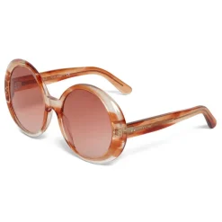 Céline - Round Sunglasses in Acetate - Striped Orange Havana - Sunglasses - Céline Eyewear - Avvenice