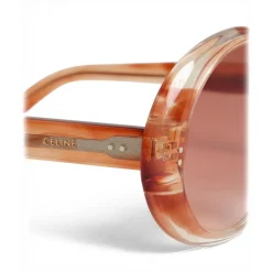 Céline - Round Sunglasses in Acetate - Striped Orange Havana - Sunglasses - Céline Eyewear - Avvenice
