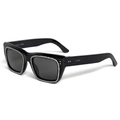 Céline - Square Sunglasses 02 in Acetate with Crystals and Metal - Black - Sunglasses - Céline Eyewear - Avvenice