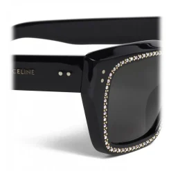 Céline - Square Sunglasses 02 in Acetate with Crystals and Metal - Black - Sunglasses - Céline Eyewear - Avvenice