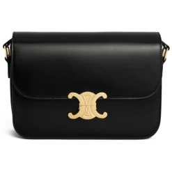 Céline - Teen Triomphe Bag in Shiny Calfskin - Black Leather - Bag - Céline Exclusive Collection - Avvenice