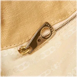 Céline Vintage - Canvas Tote Bag - Brown Beige - Leather and Fabric Handbag - Luxury High Quality - Avvenice