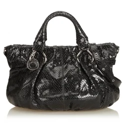 Céline Vintage - Embossed Patent Leather Satchel Bag - Black - Patent Leather Handbag - Luxury High Quality - Avvenice