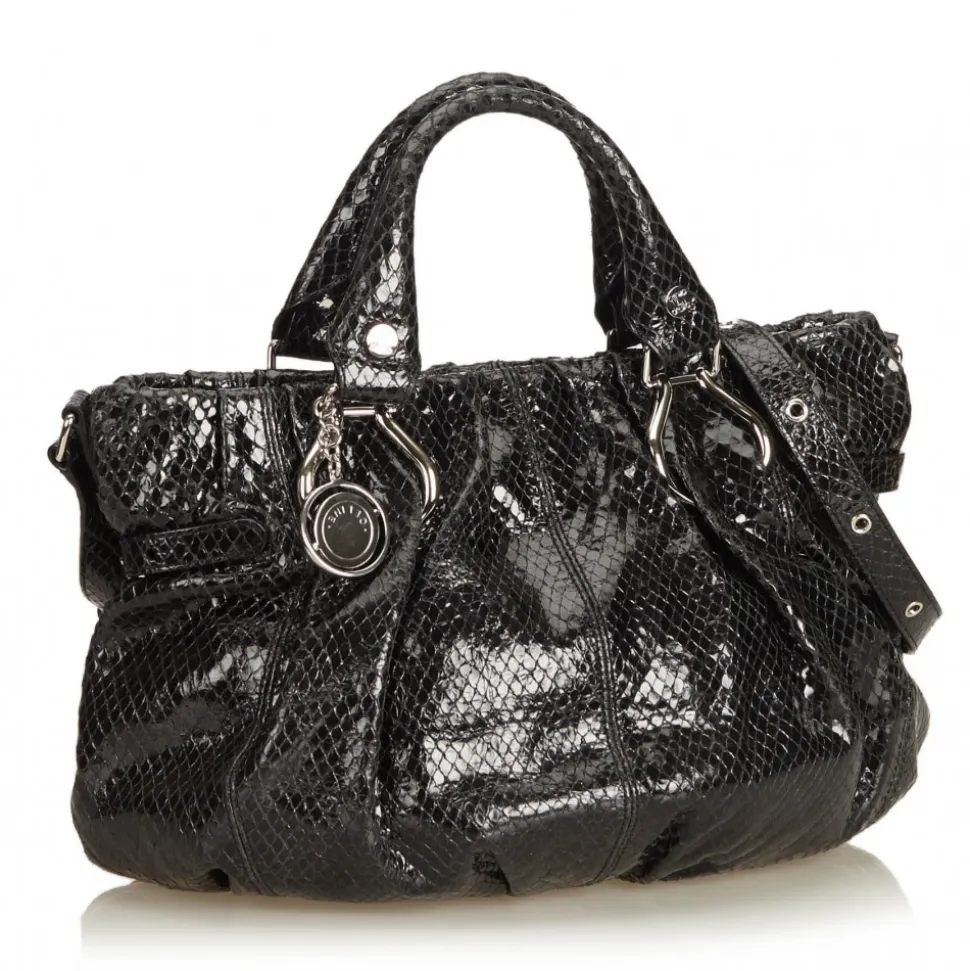 Céline Vintage - Embossed Patent Leather Satchel Bag - Black - Patent Leather Handbag - Luxury High Quality - Avvenice