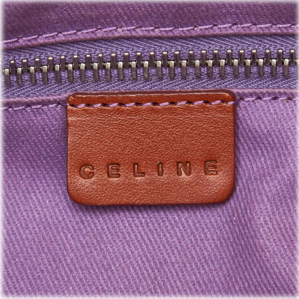 Céline Vintage - Floral Canvas Crossbody Bag - Brown Beige - Leather and Fabric Handbag - Luxury High Quality - Avvenice