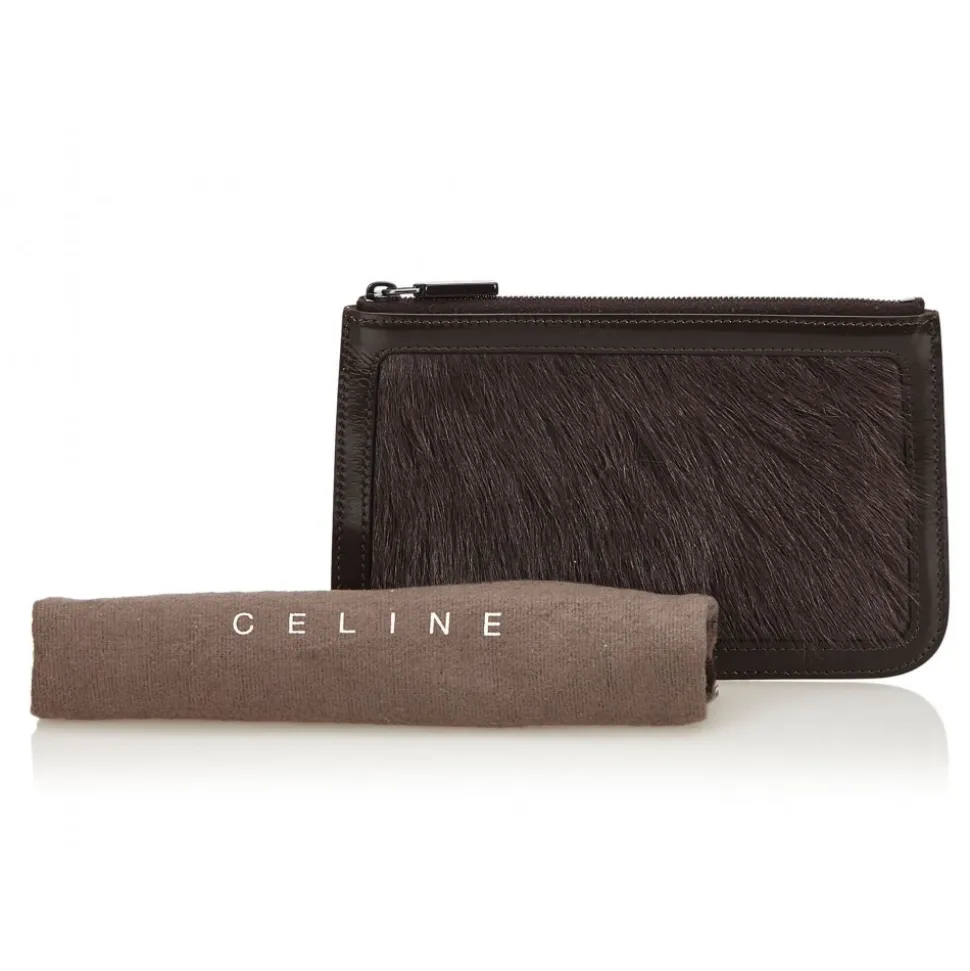 Céline Vintage - Fur Pouch Bag - Black - Leather Handbag - Luxury High Quality - Avvenice