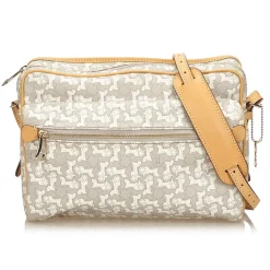Céline Vintage - Jacquard Crossbody Bag - White Ivory - Leather Handbag - Luxury High Quality - Avvenice
