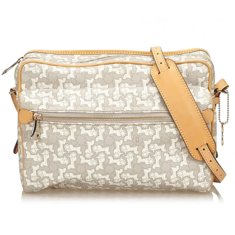 Céline Vintage - Jacquard Crossbody Bag - White Ivory - Leather Handbag - Luxury High Quality - Avvenice