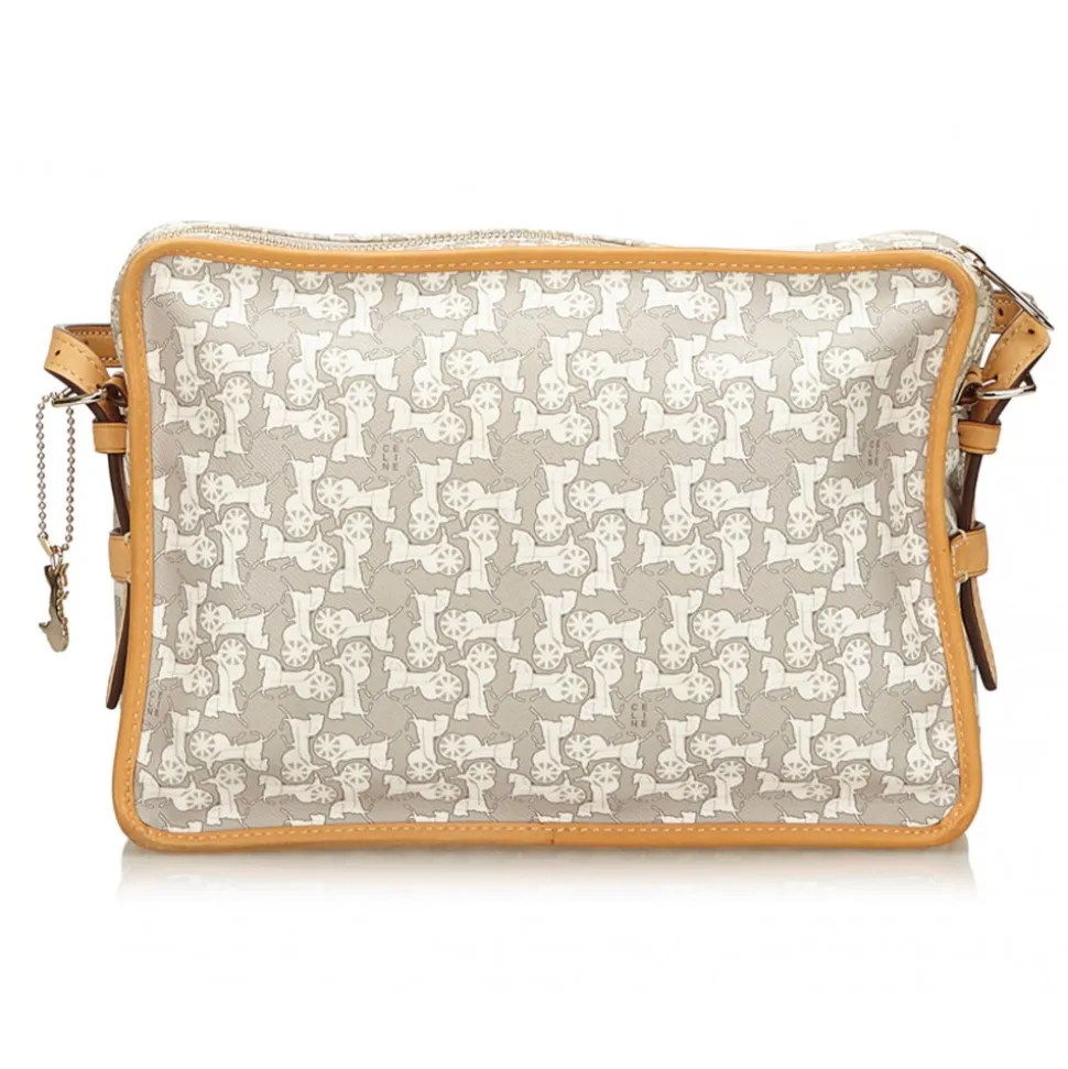 Céline Vintage - Jacquard Crossbody Bag - White Ivory - Leather Handbag - Luxury High Quality - Avvenice
