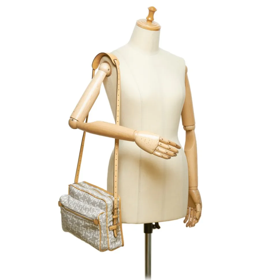 Céline Vintage - Jacquard Crossbody Bag - White Ivory - Leather Handbag - Luxury High Quality - Avvenice