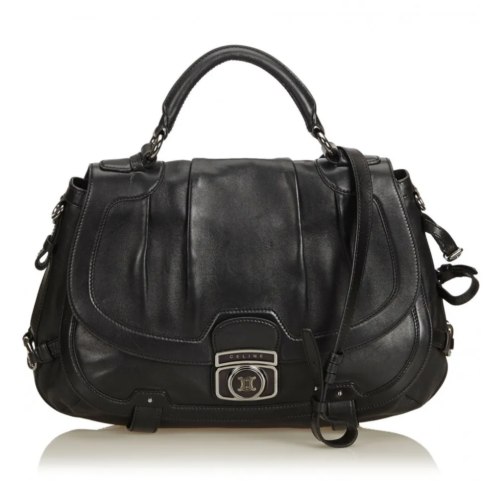Céline Vintage - Leather Satchel Bag - Black - Leather Handbag - Luxury High Quality - Avvenice