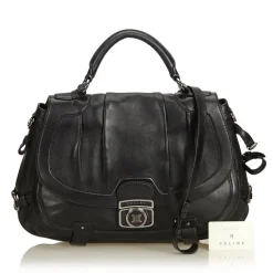 Céline Vintage - Leather Satchel Bag - Black - Leather Handbag - Luxury High Quality - Avvenice