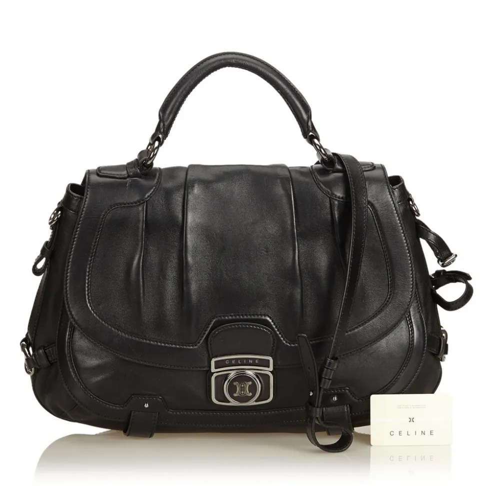 Céline Vintage - Leather Satchel Bag - Black - Leather Handbag - Luxury High Quality - Avvenice