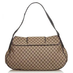 Céline Vintage - Macadam Canvas Shoulder Bag - Brown Beige - Leather and Fabric Handbag - Luxury High Quality - Avvenice