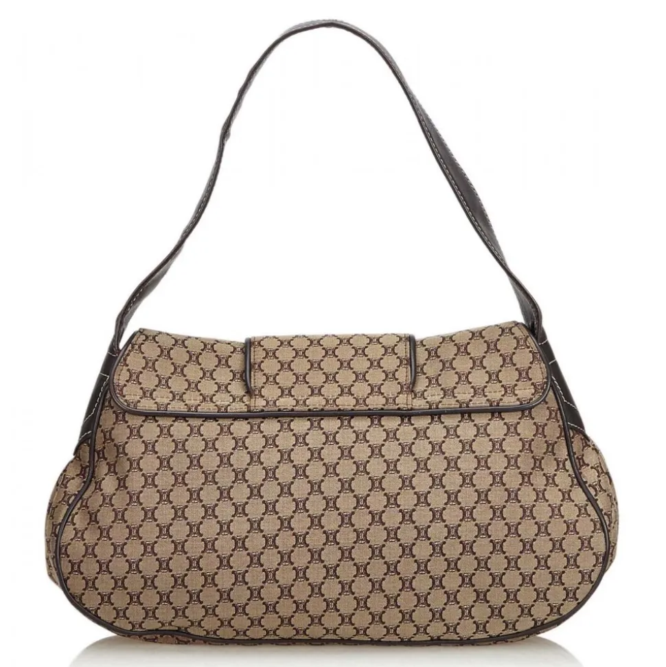 Céline Vintage - Macadam Canvas Shoulder Bag - Brown Beige - Leather and Fabric Handbag - Luxury High Quality - Avvenice