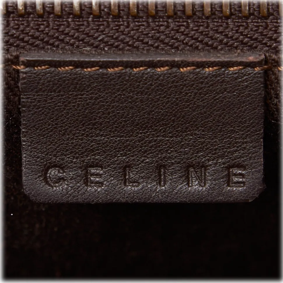 Céline Vintage - Macadam Canvas Shoulder Bag - Brown Beige - Leather and Fabric Handbag - Luxury High Quality - Avvenice
