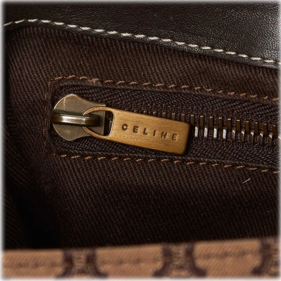 Céline Vintage - Macadam Canvas Shoulder Bag - Brown Beige - Leather and Fabric Handbag - Luxury High Quality - Avvenice