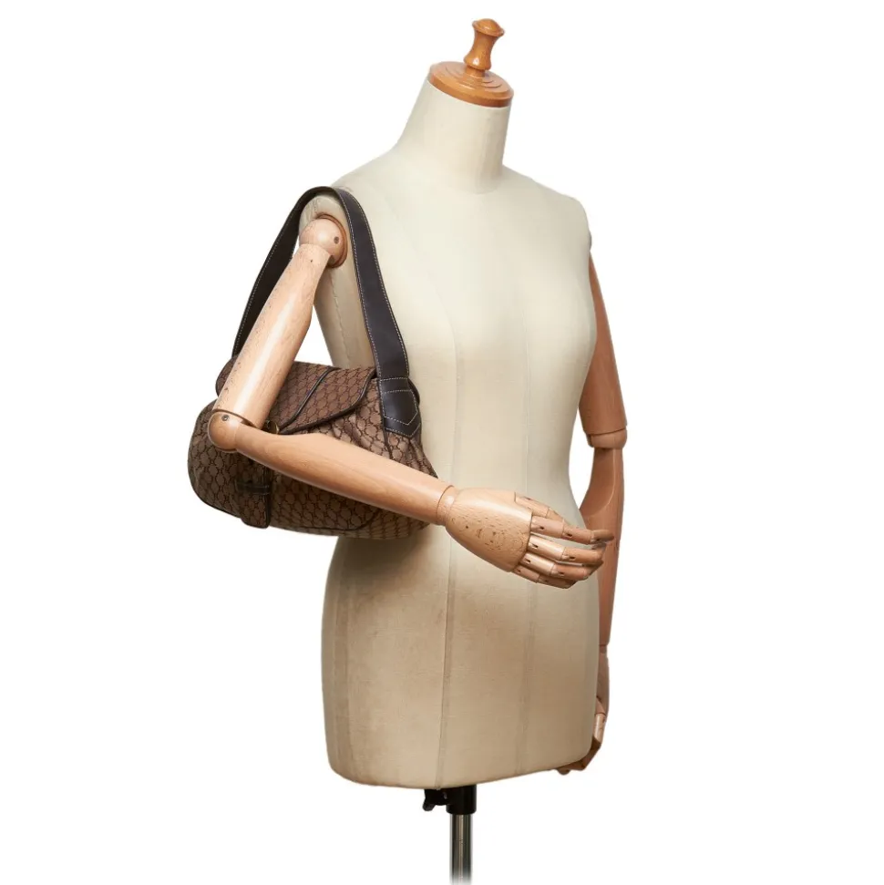 Céline Vintage - Macadam Canvas Shoulder Bag - Brown Beige - Leather and Fabric Handbag - Luxury High Quality - Avvenice
