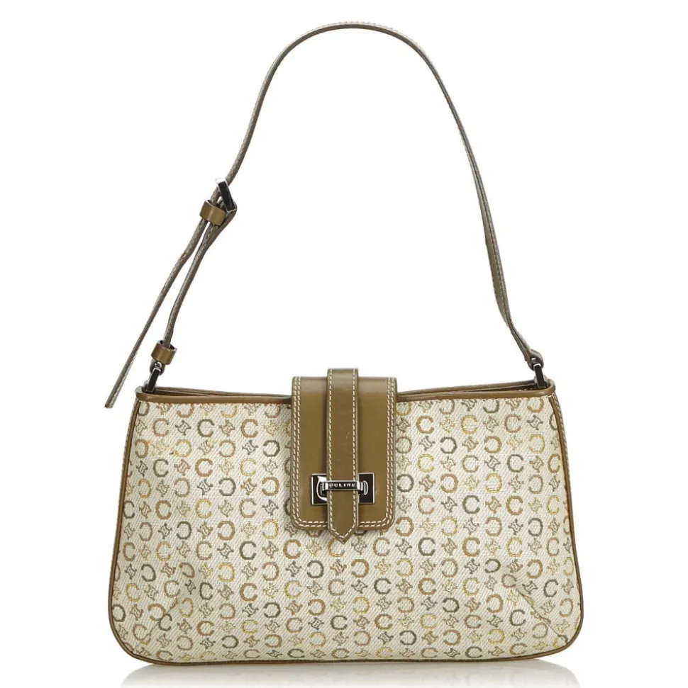 Céline Vintage - Macadam Canvas Baguette Bag - Brown Beige - Leather and Fabric Handbag - Luxury High Quality - Avvenice