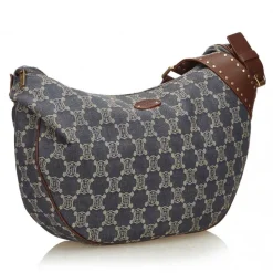 Céline Vintage - Macadam Denim Shoulder Bag - Blue Navy - Leather and Fabric Handbag - Luxury High Quality - Avvenice