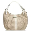 Céline Vintage - Macadam Jacquard Hobo Bag - Brown Beige - Leather and Fabric Handbag - Luxury High Quality - Avvenice